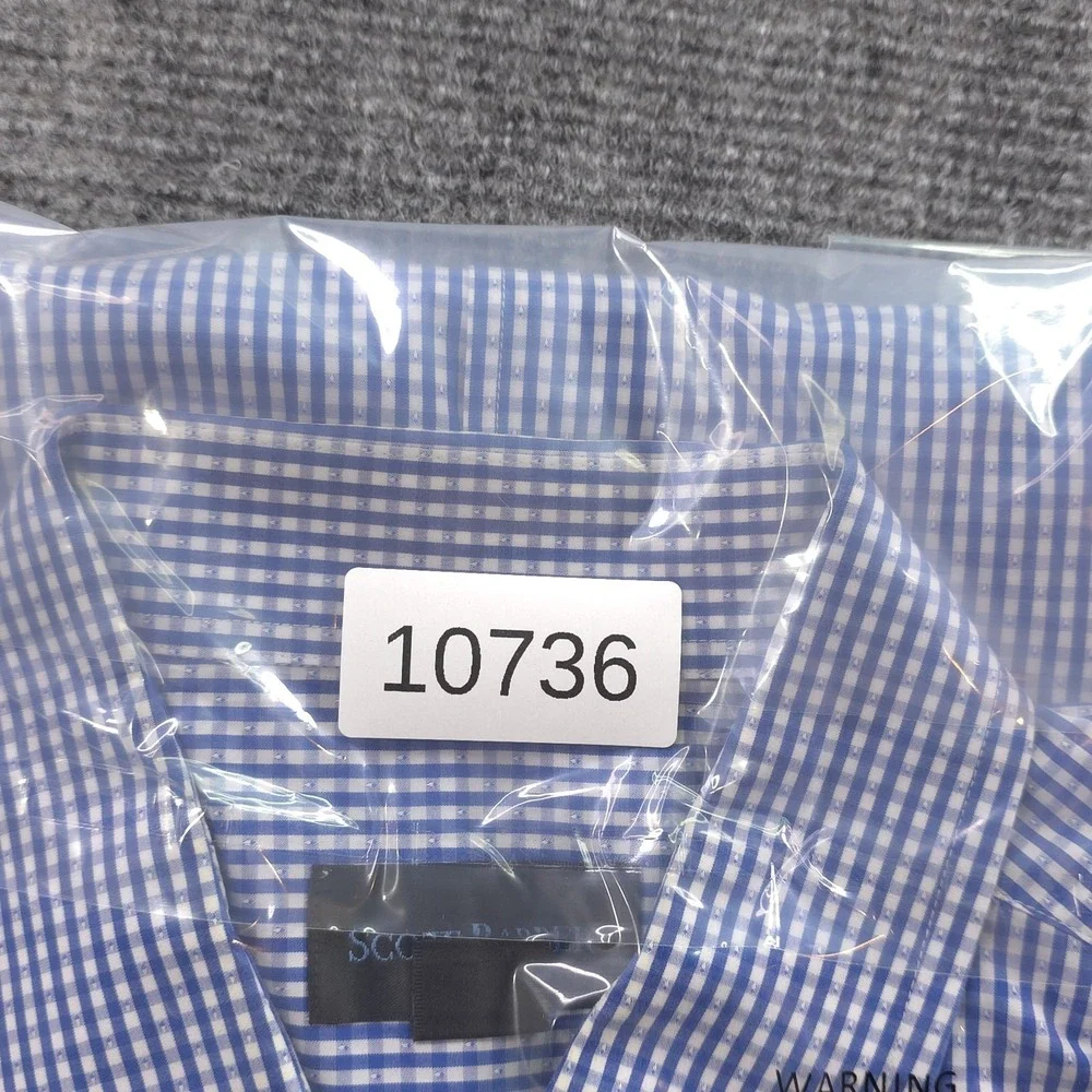 Scott Barber‎ Shirt XL Blue Check Long Sleeve Button Up Cotton Casual
